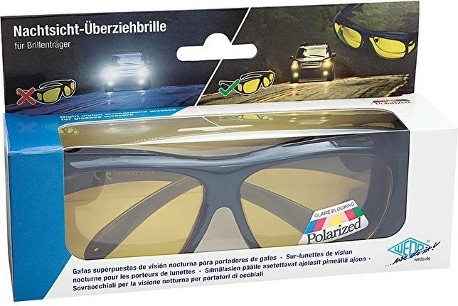 Syze nate WEDO, model oval, xhama të verdhë polarizuese, kornizë e zezë