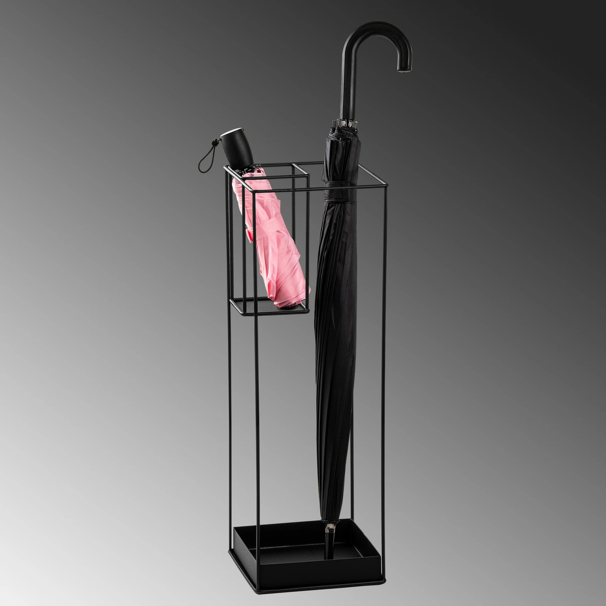 Stendë për ombrella, dizajn modern, ngjyrë e zezë, 20x20x61cm