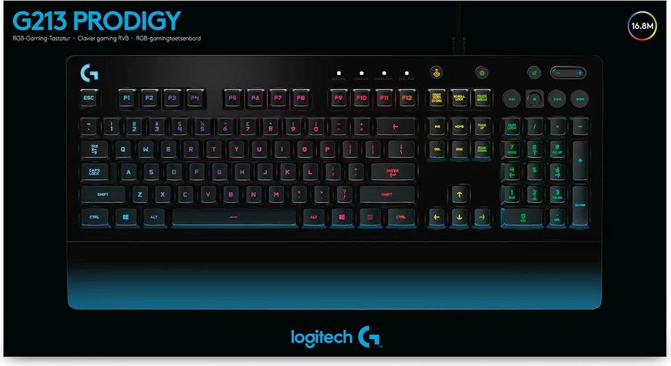 Tastierë gaming Logitech G213 Prodigy me drita RGB, me kabllo, e zezë