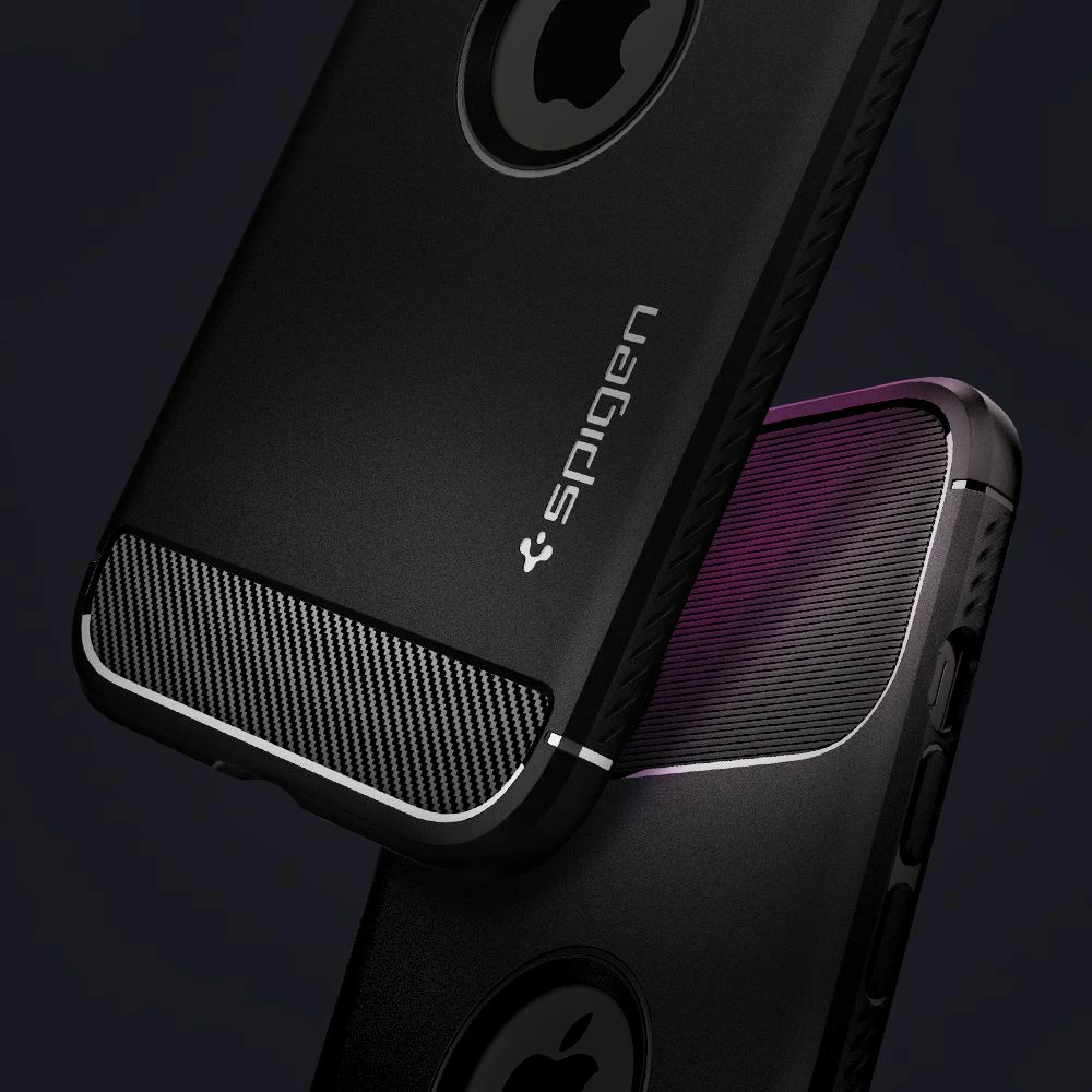 Mbështjellës Spigen Rugged Armor për iPhone 12 / iPhone 12 Pro, Matte Black