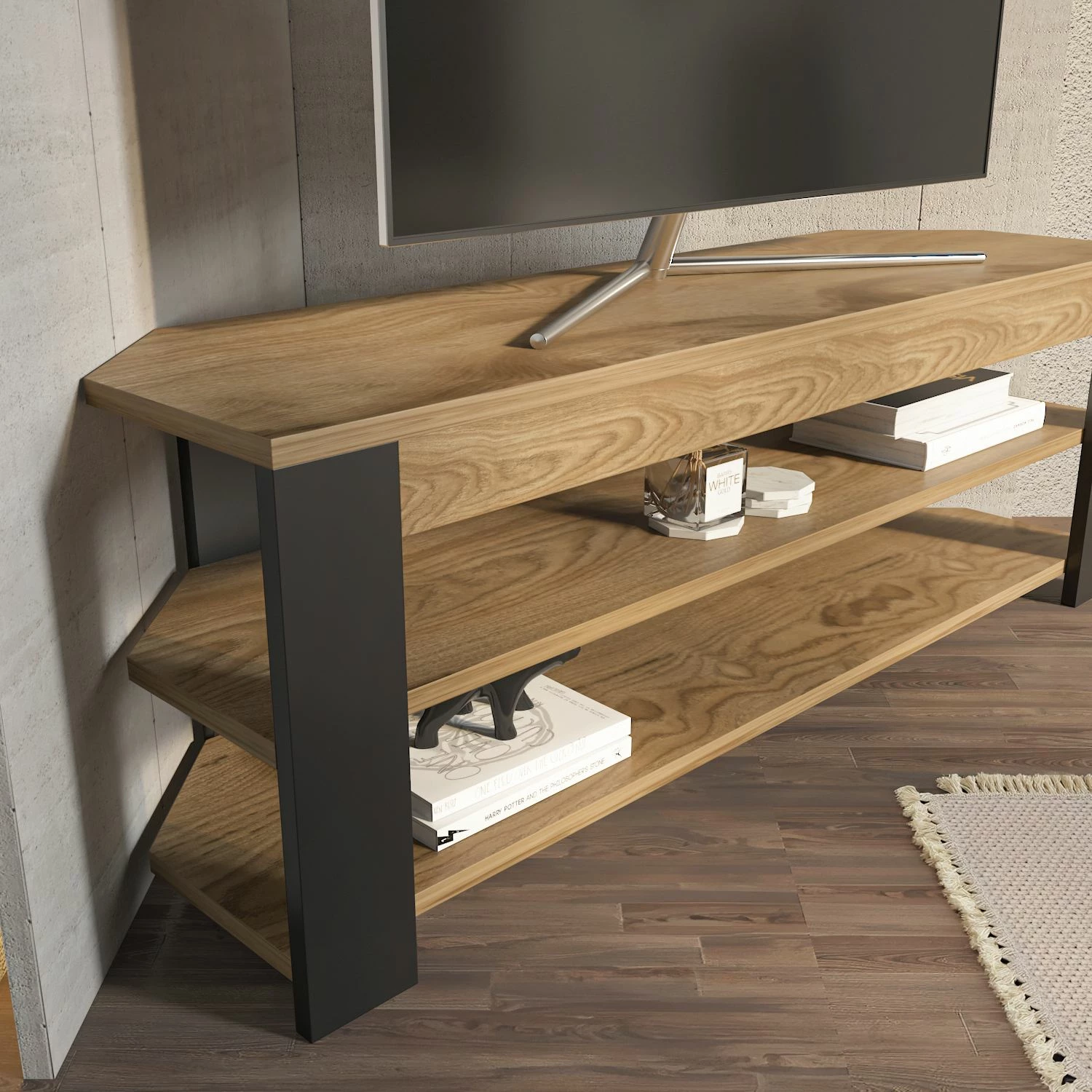 Komodë TV Skye Decor, ngjyrë lis i vjetër, antracit