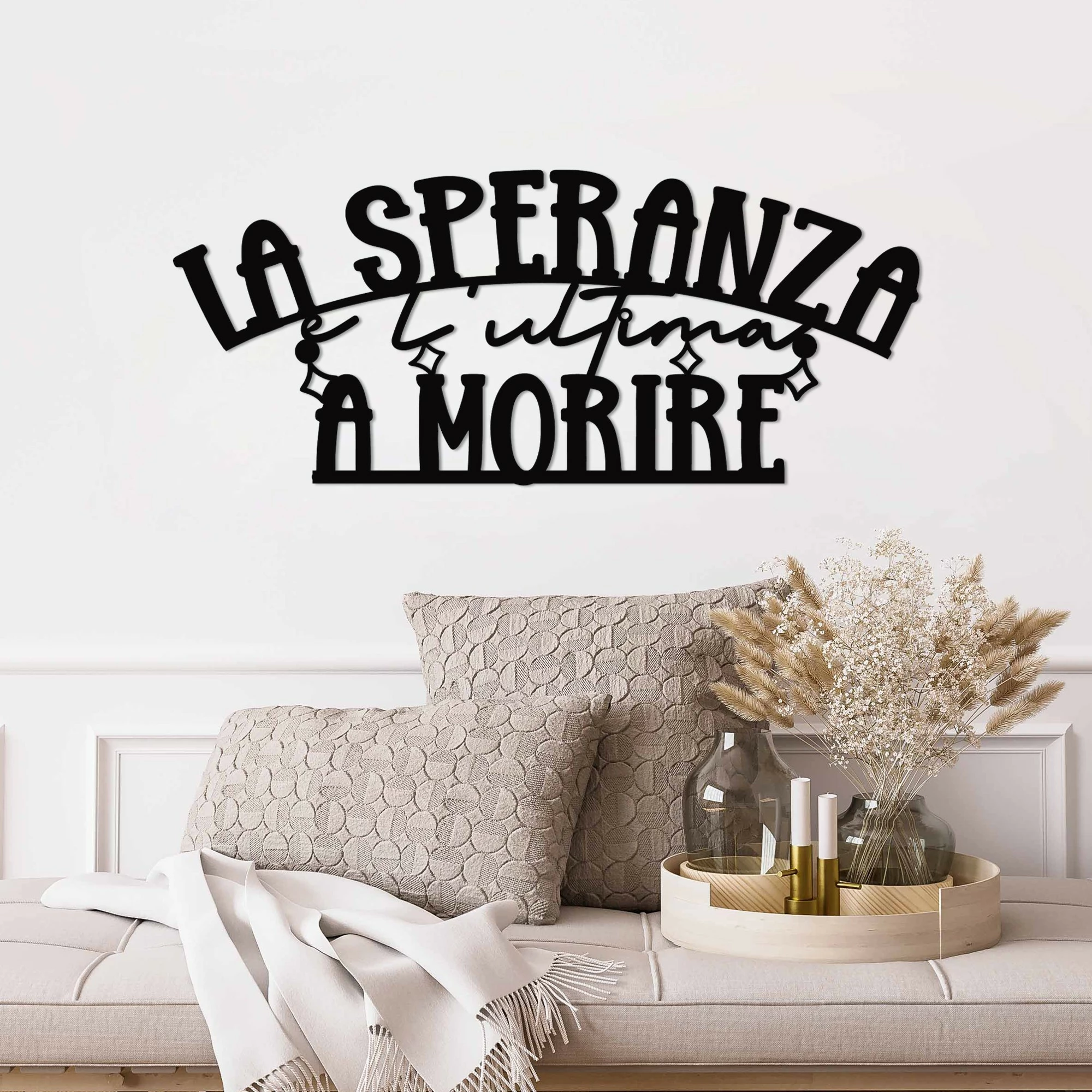 Aksesor dekorativ metalik për mur Wallity, La Speranza 2, ngjyrë e zezë, 60x26cm