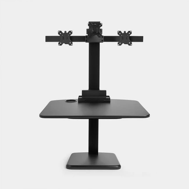 stacion pune sit-stand VONHAUS 3000167, për 2-3 monitorë, rregullim pneumatik i lartësisë, montim VESA, e zezë