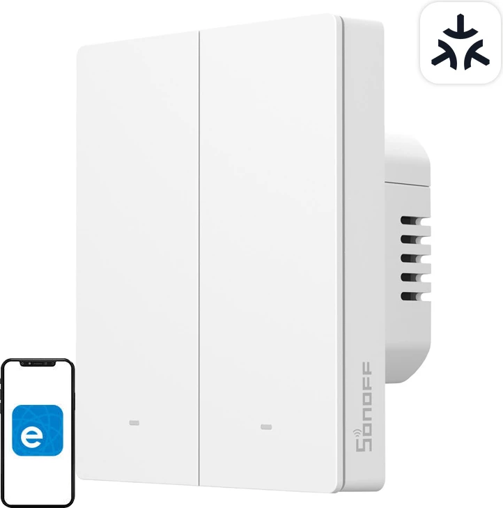 Switch i mençur Sonoff M5-2C-80W, 2 kanale, Matter, i bardhë
