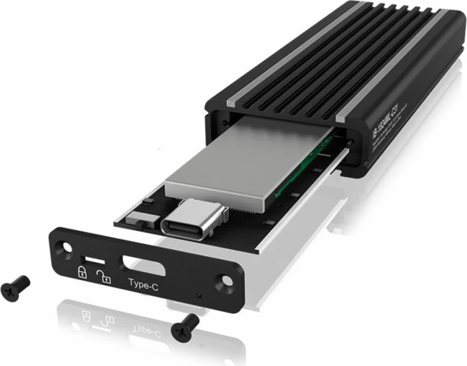 kuti ekstern për SSD M.2 NVMe ICYBOX IB-1824ML-C31, USB-C/USB-A, 10Gbps, 2230-2280, write protection, RGB, e zezë