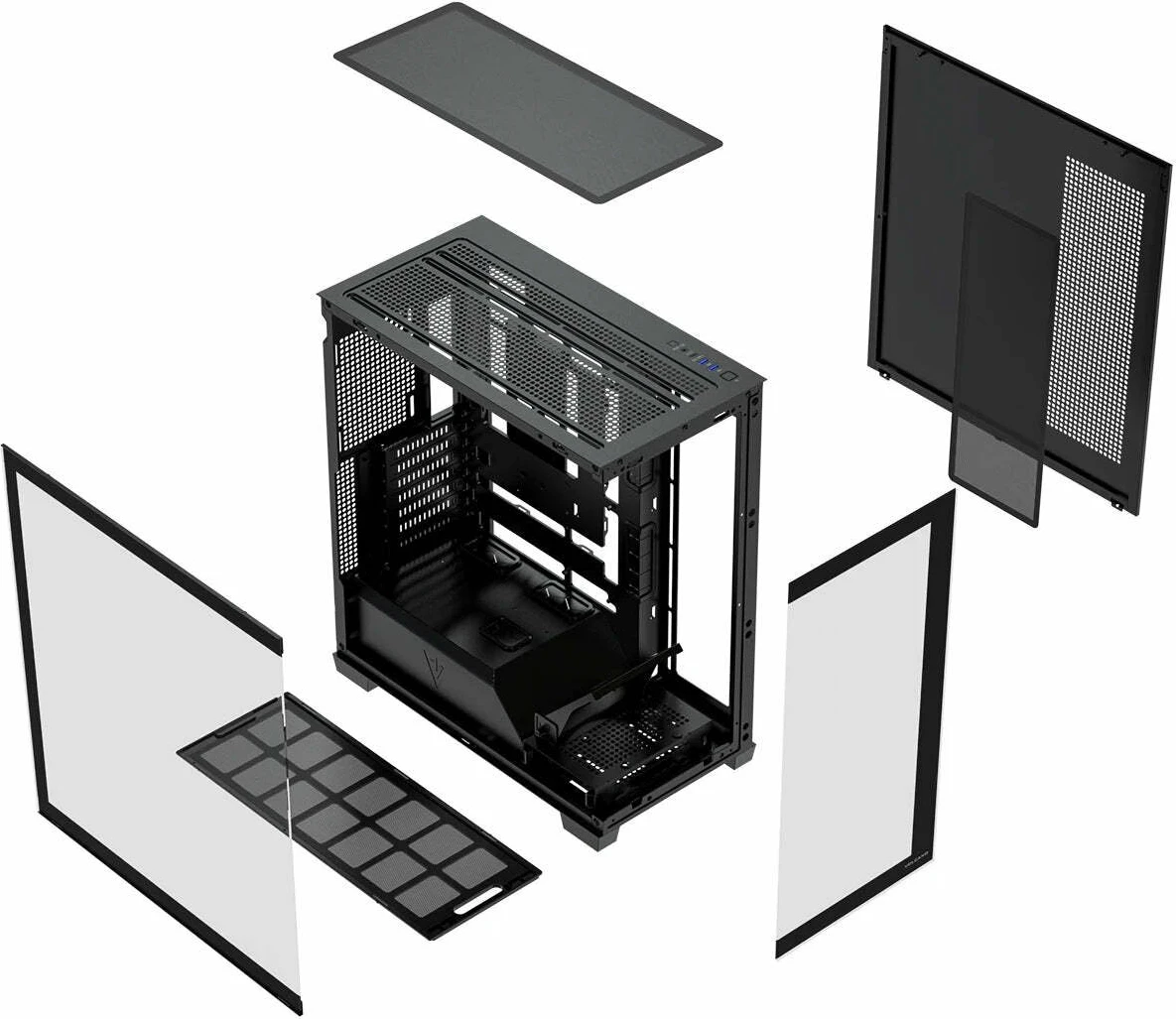 Kasë Modecom Volcano Stellar Plus AT-STELLAR-PLUS-NF-0000-10, ATX Midi Tower, ARGB, USB-C, pa furnizim, e zezë