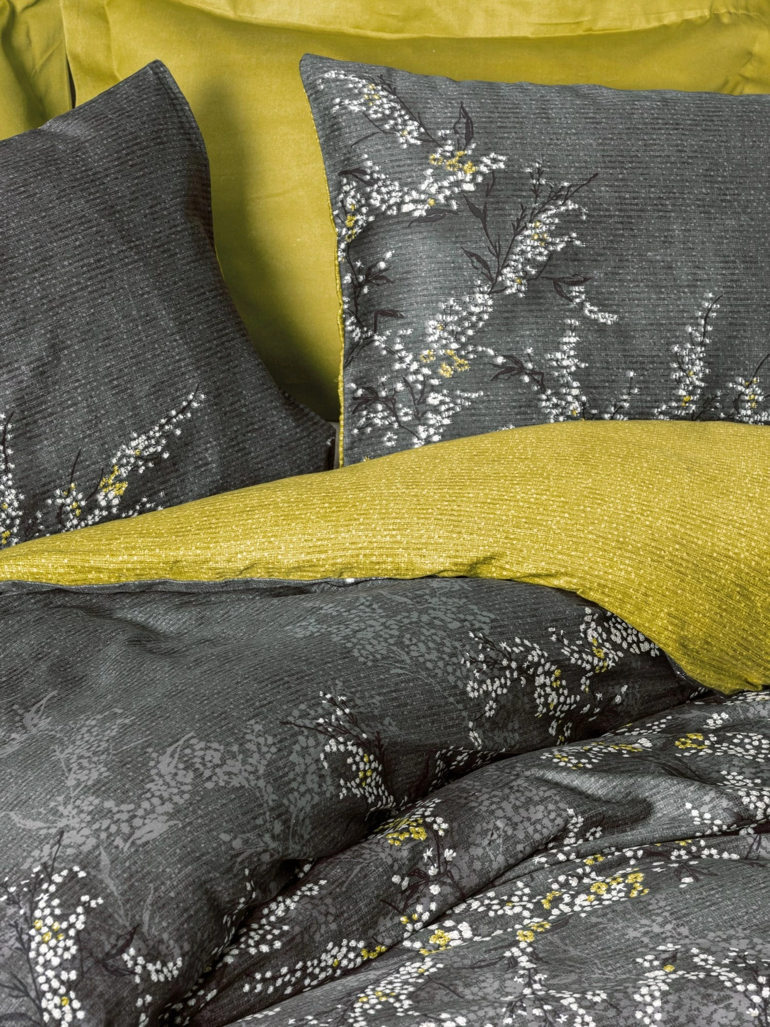 Set mbulesë për jorgan dopio, satin, L'essentiel, Libby, ngjyrë e gjelbër/anthracite