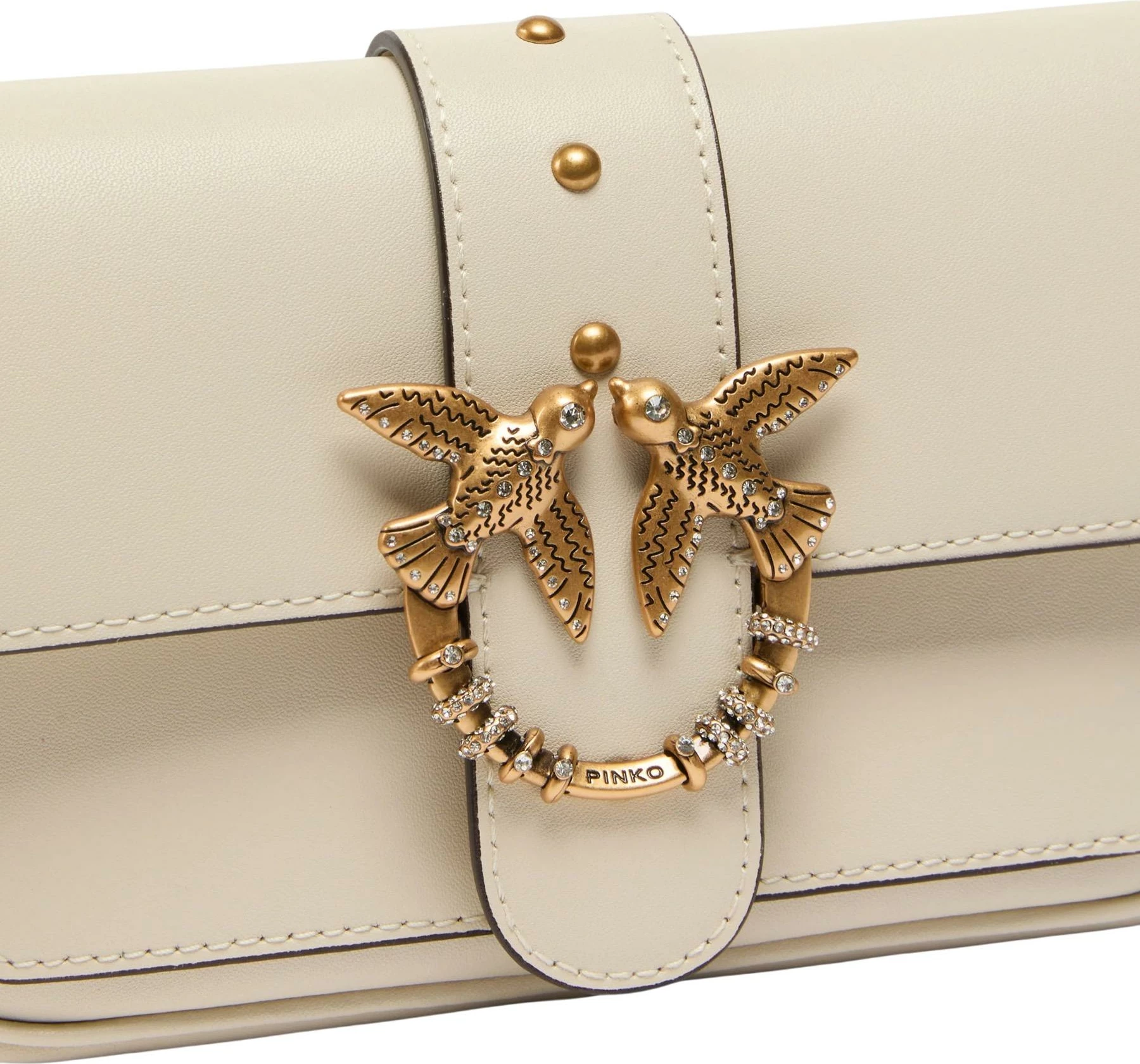 Çantë krahu Pinko Love Pocket New Buckle Vitello 107072 A0F1, bezhë e hapur