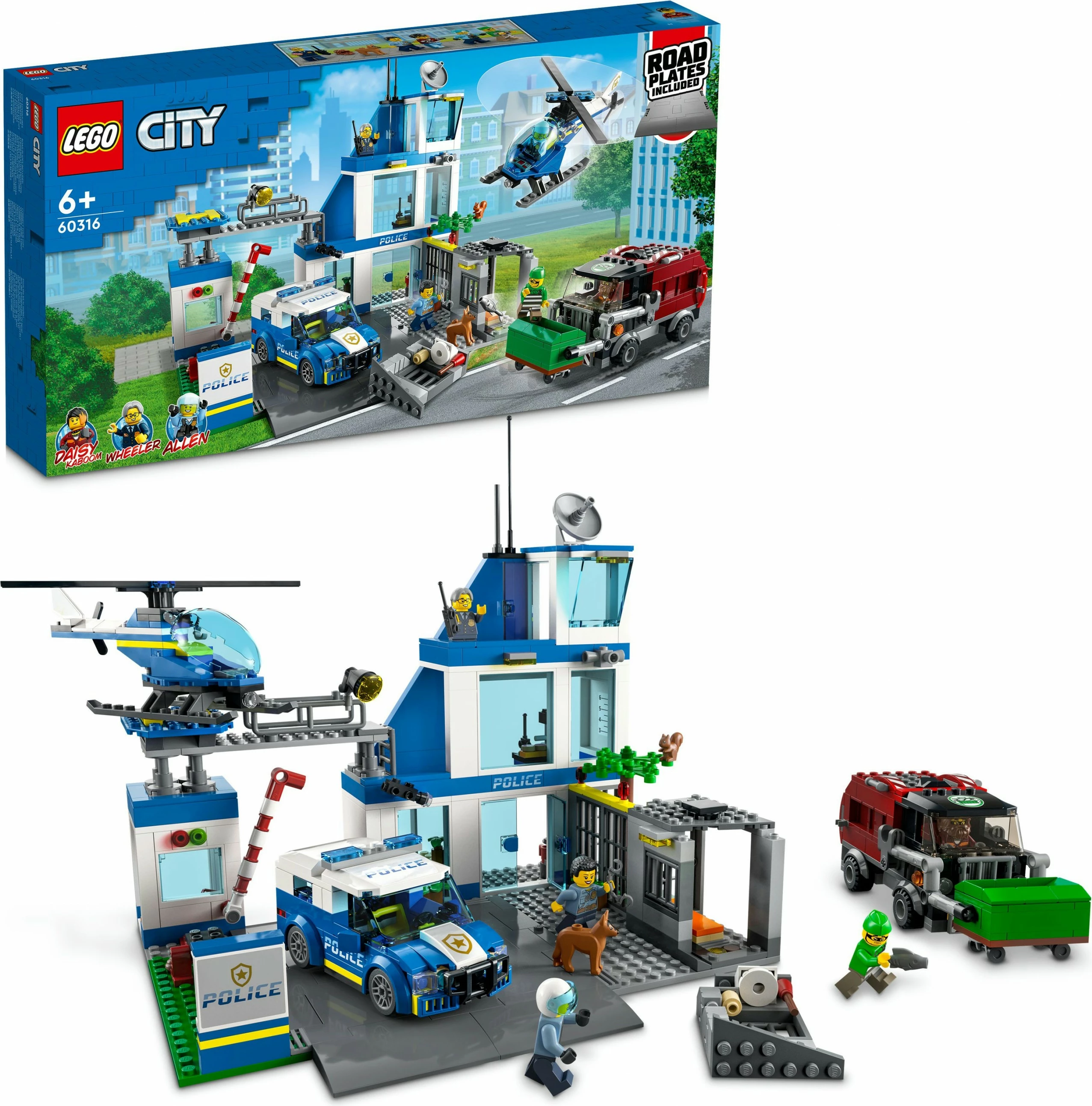 Set ndërtimi LEGO City Police Station, 668 pjesë, plastikë, shumëngjyrësh