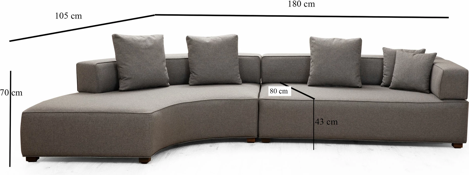 Kënd-sofa Atelier del Sofa, Gondol-1 (CHL-3R), ngjyrë gri