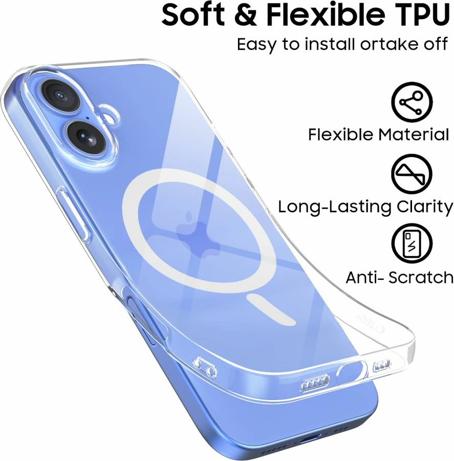 Mbështjellës Tech-Protect FlexAir MagSafe për iPhone 16, Transparent