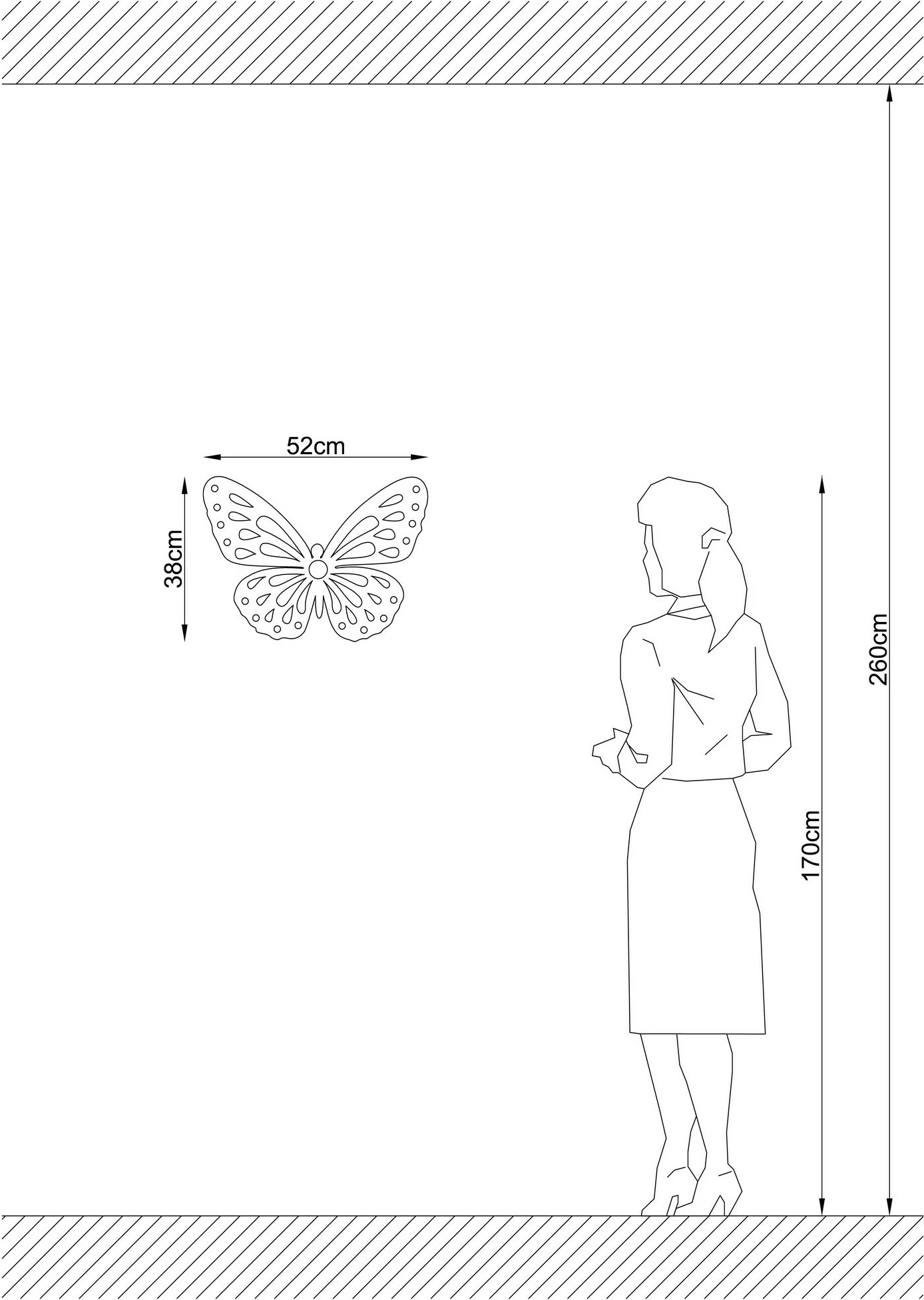 Llambë muri Opviq, model fluture, e zezë, W-045