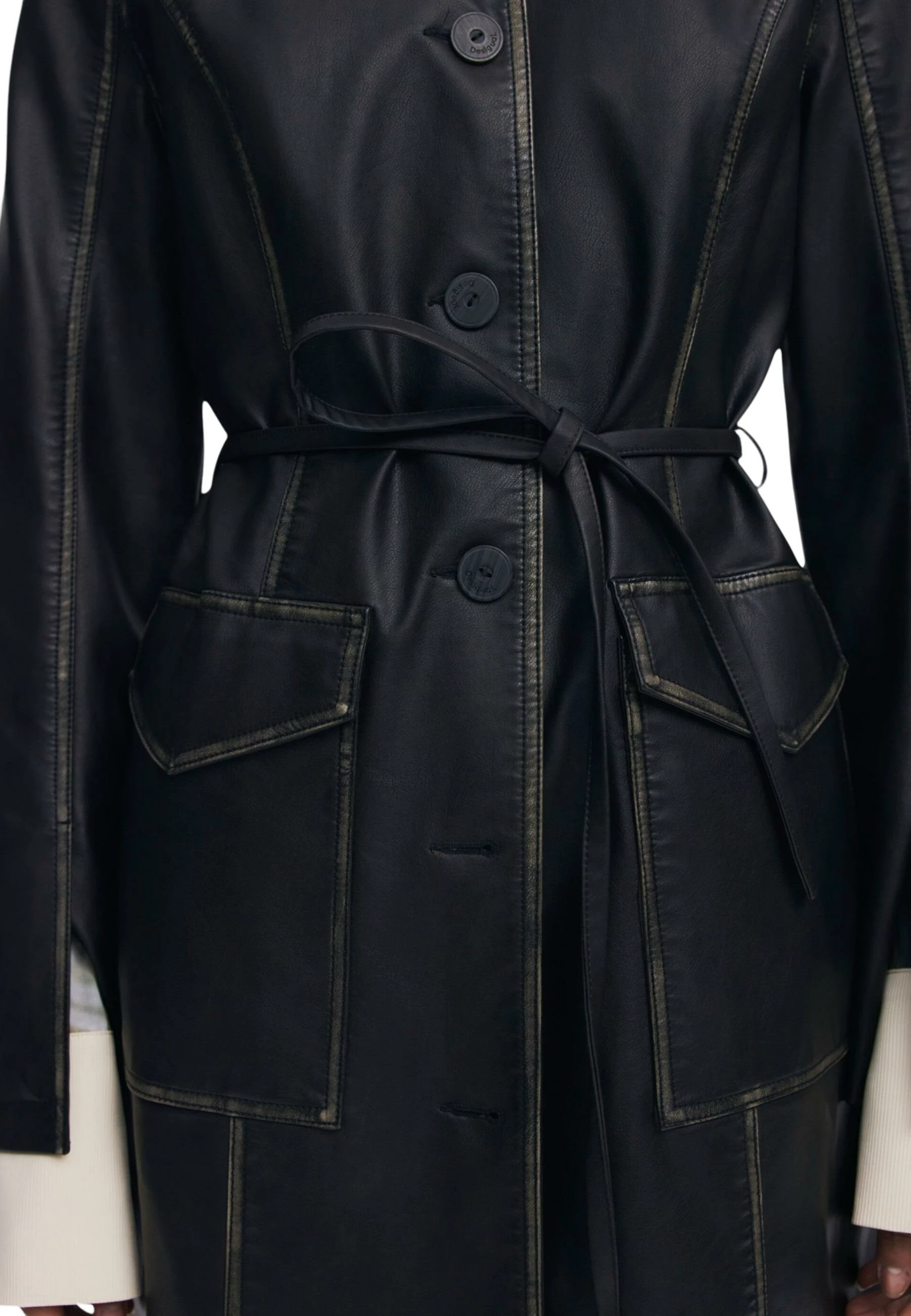 Pallto trench për femra Desigual CHAQ_LILLY 25WWEW33, e zezë [Madhësia: XL]
