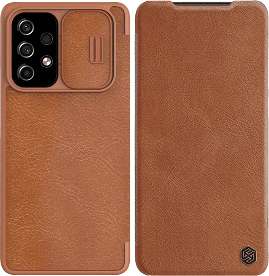 Mbështjellës me kapak NILLKIN QIN Pro për Samsung Galaxy A54, me mbrojtje kamere, me xhep karte, kafe