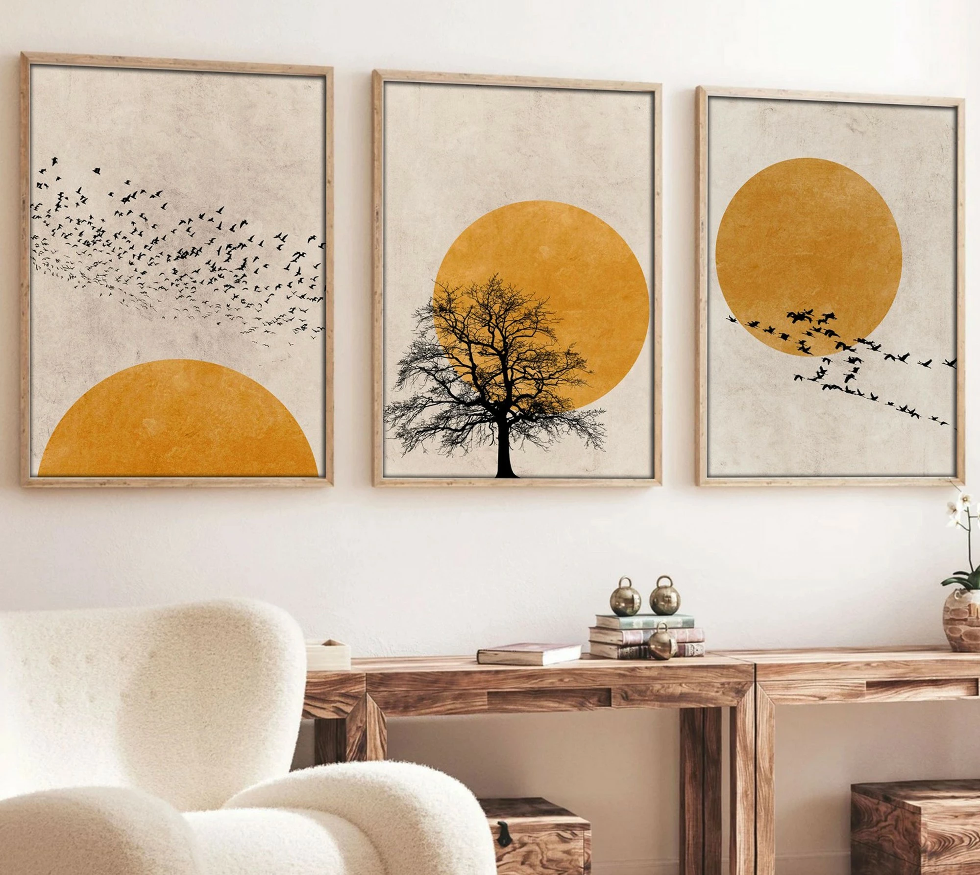 Pikturë dekorative me kornizë MDF (3 copë), Wallity, Huhu147, 30x40cm