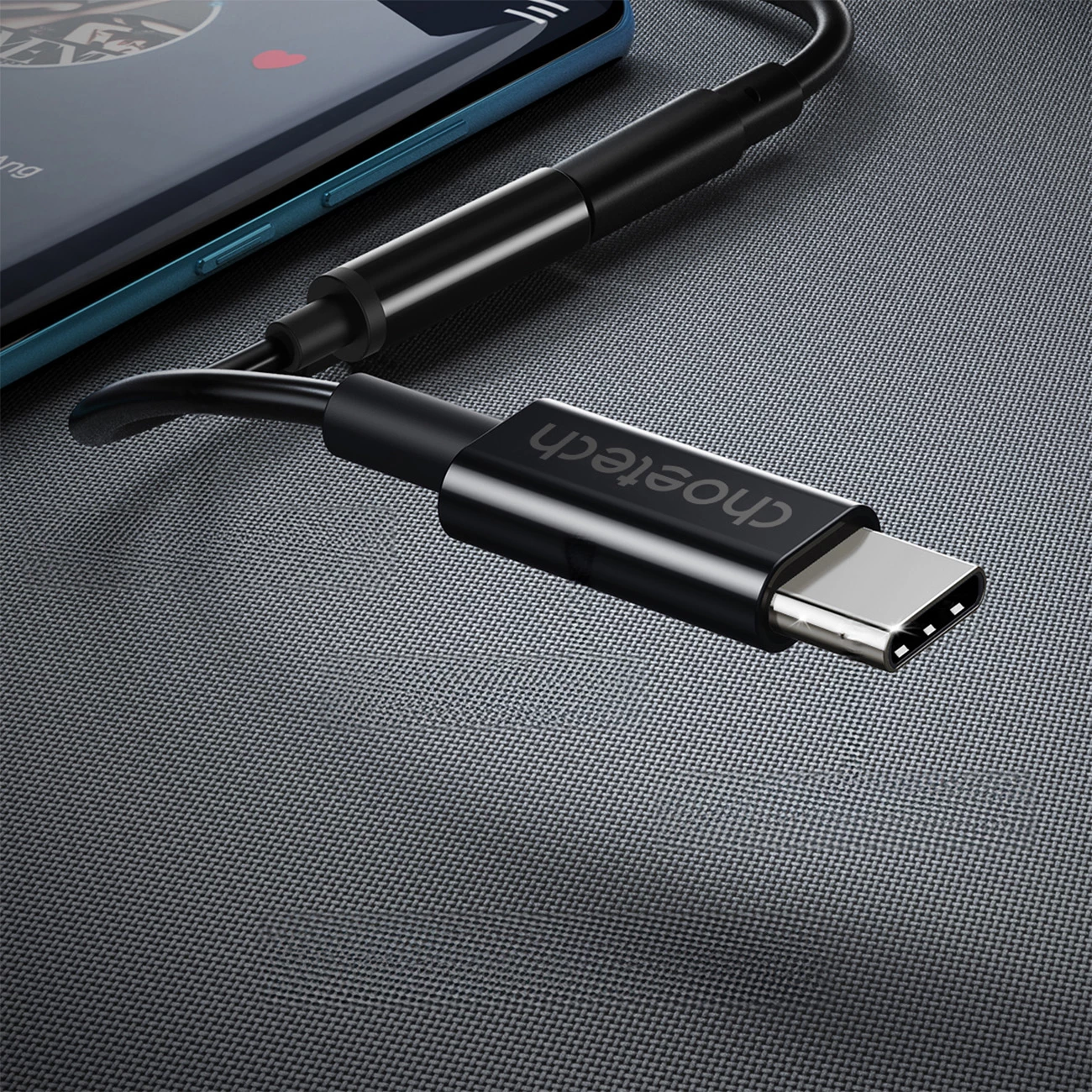 Adapter audio Choetech AUX003, USB-C në 3.5mm, i zi