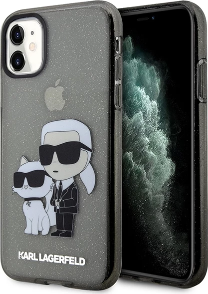 Mbështjellës Karl Lagerfeld KLHCN61HNKCTGK për iPhone 11/XR 6.1", Glitter, i zi