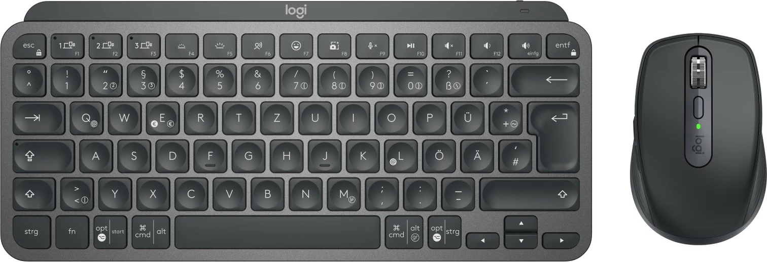 Tastierë dhe maus Logitech MX Keys Mini Combo për biznes, pa kabllo, RF Wireless + Bluetooth, QWERTZ, grafit