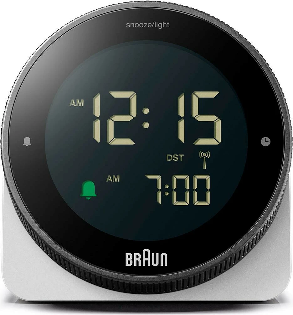Orë alarmi Braun BC 24 W DCF, LCD, ndriçim i gjelbër/bardhë, zi/bardhë