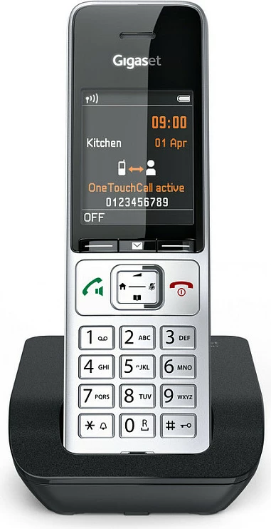 Telefon pa tel Gigaset COMFORT 500, DECT, Speakerphone, 200 kontakte, ID thirrësit, Ngjyrë e zezë dhe argjendtë