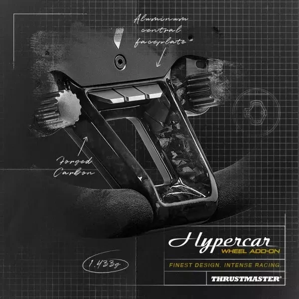 Timon për simulator garash Thrustmaster Hypercar Wheel Add-On, 25 butona, kompatibil me baza T818/T598, i zi