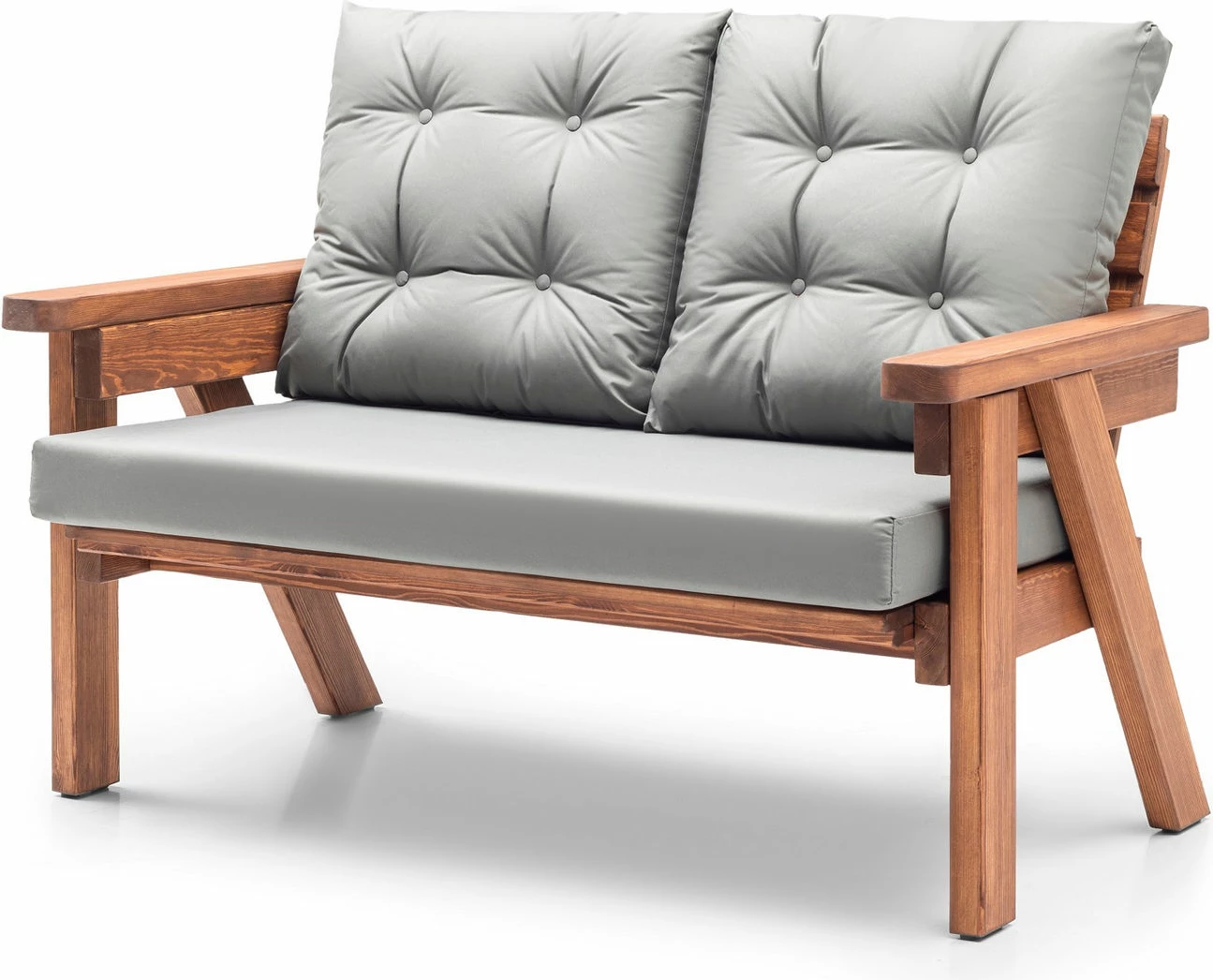 Divan kopshti dy vendësh, ngjyrë gri, dru arre, Skye Decor, Abant