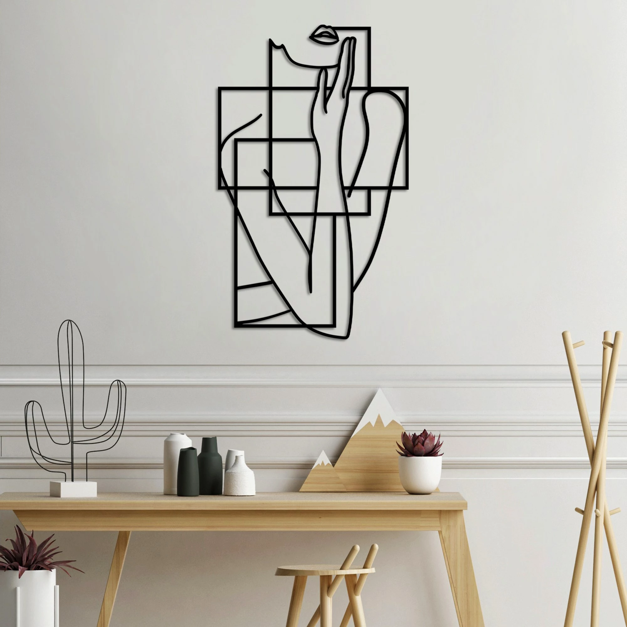 Aksesor dekorativ metalik për mur, Wallity, Think - L, ngjyrë e zezë