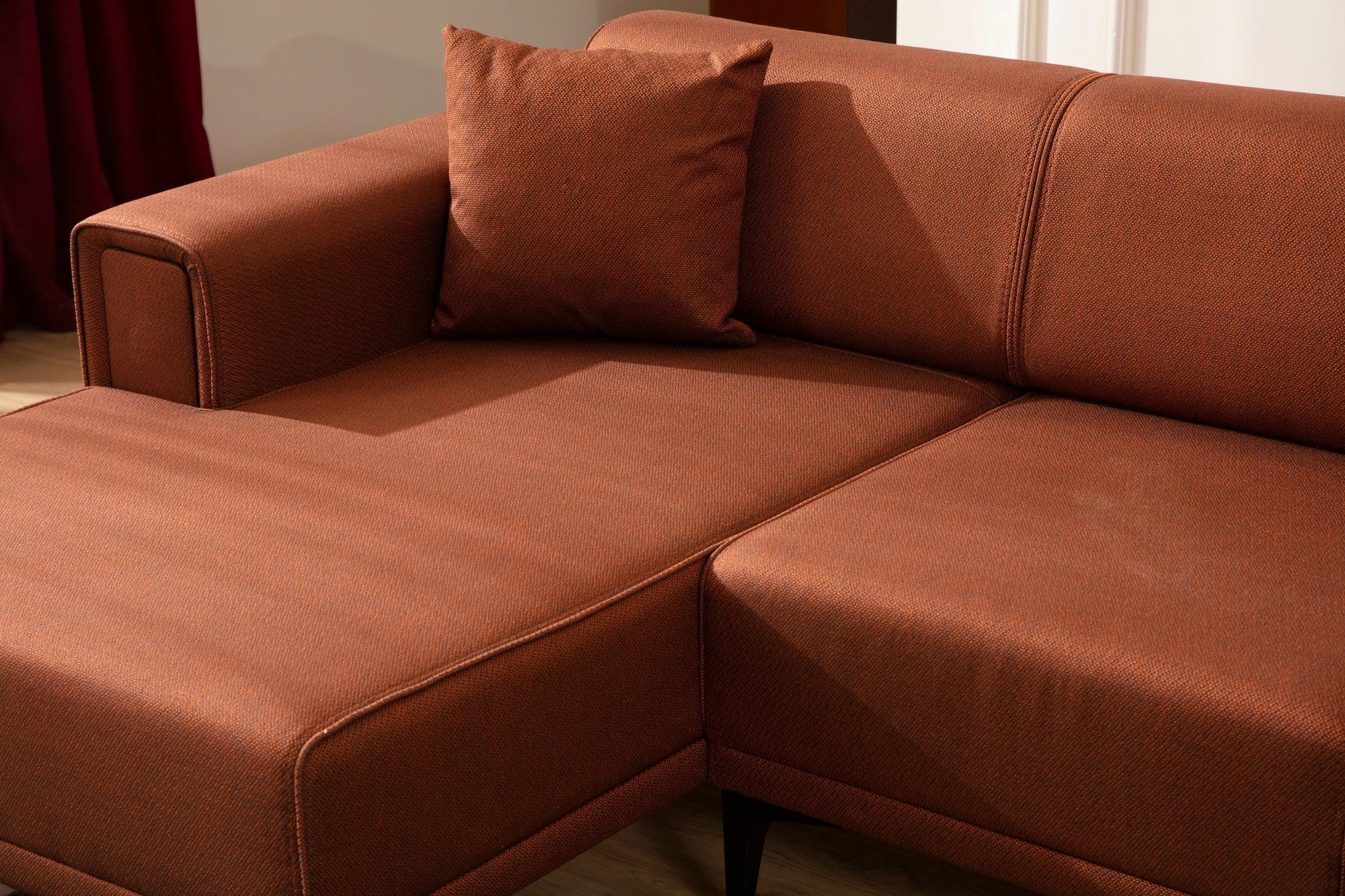 Kënd-sofë krevati Atelier del Sofa, Horizon majtas, ngjyrë e kuqe tullë