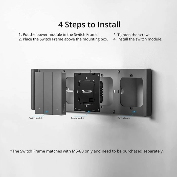 Kornizë për switch, SONOFF, M5-80, 2-gang (Double), e zezë