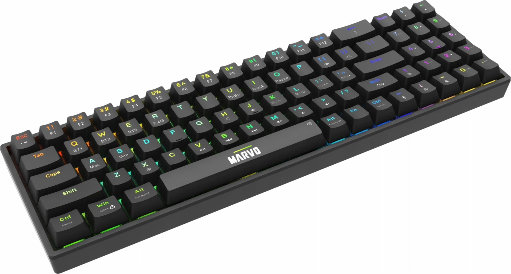 Tastierë mekanike Marvo Shogo 78W (KG956W) tri-mode 2.4G/Bluetooth/USB-C, 96%, RGB, Banana Crystal, e zezë