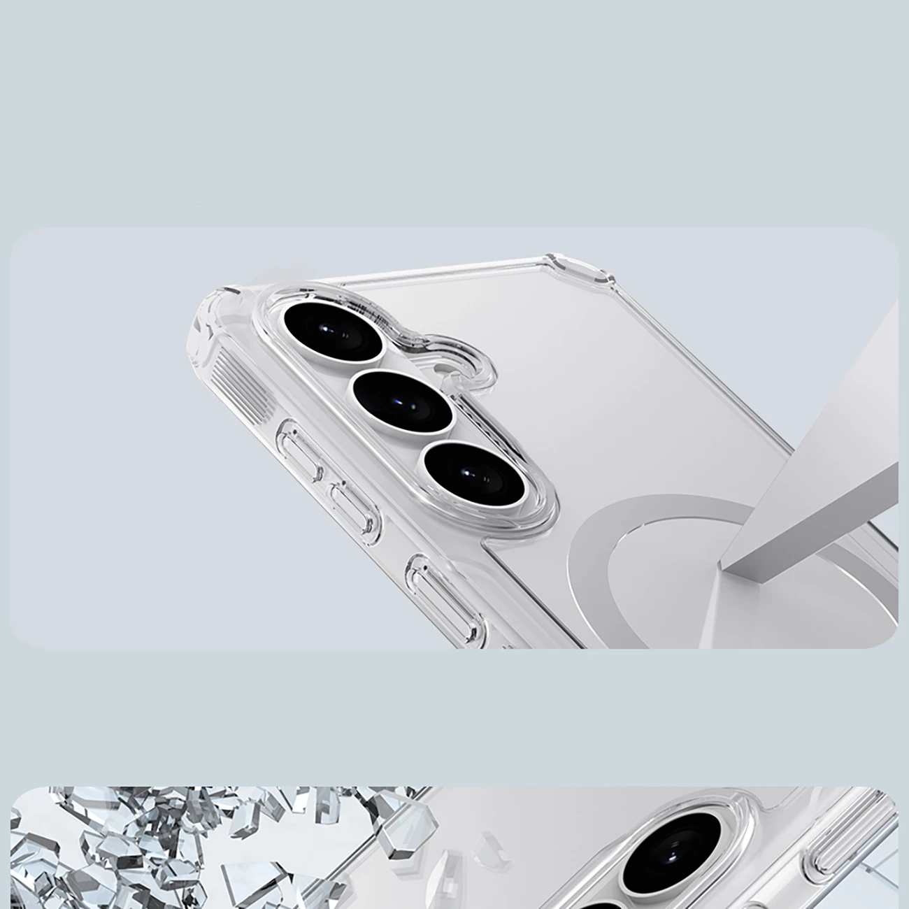 Mbështjellës Nillkin Nature TPU Pro për Samsung Galaxy S26+ me MagSafe, TPU/PC, gjysmë transparent, i bardhë