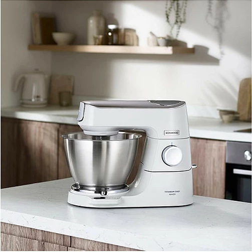 Mikser kuzhine Kenwood Titanium Chef Baker, 1200W, 6 shpejtësi, tas inoks, bardhë