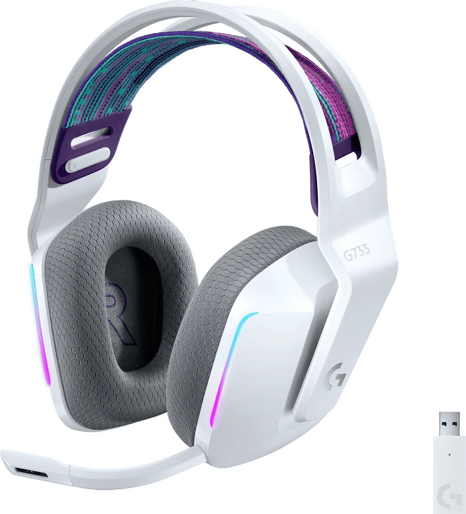 Kufje gaming wireless Logitech G733 Lightspeed 981-000883, me mikrofon, RGB, të bardha