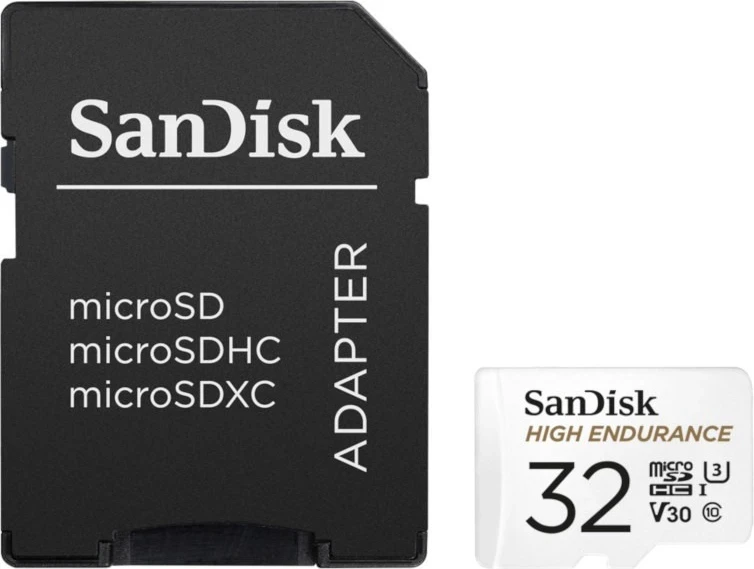 Kartelë microSD SanDisk High Endurance 32GB V30 me Adapter