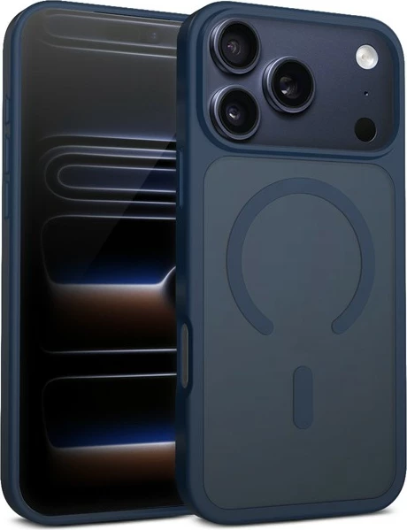 Mbështjellës CRONG Hybrid Matte Magnetic për iPhone 17 Pro Max, MagSafe, 30 magnetë N52, polikarbon, blu navy