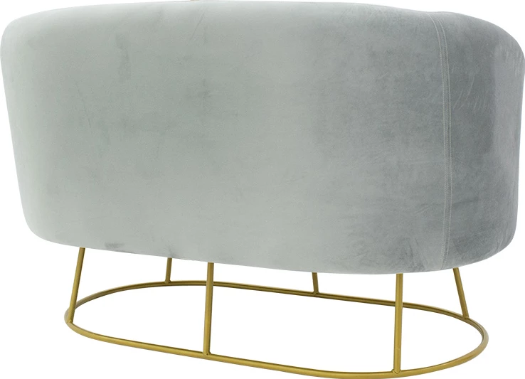 Divan dy ulëshe Rony, kadife gri, metal i artë, 132x82x83cm