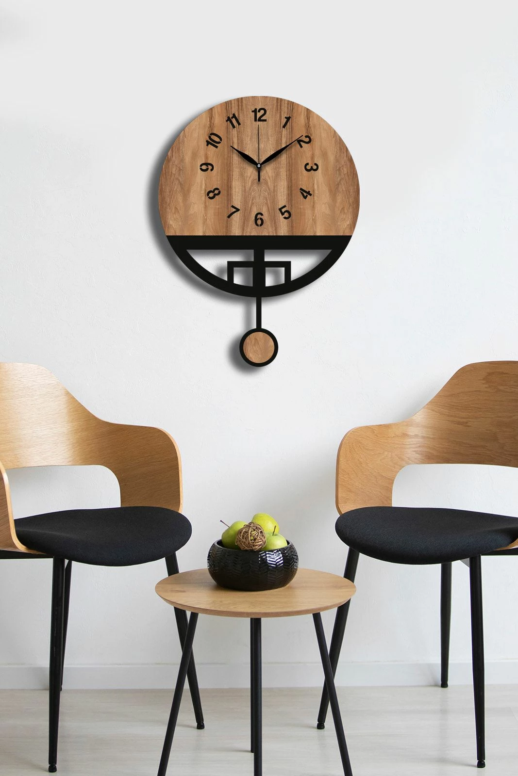 Orë muri dekorative Wallity, ngjyrë arre dhe e zezë, Vlnt108Mo