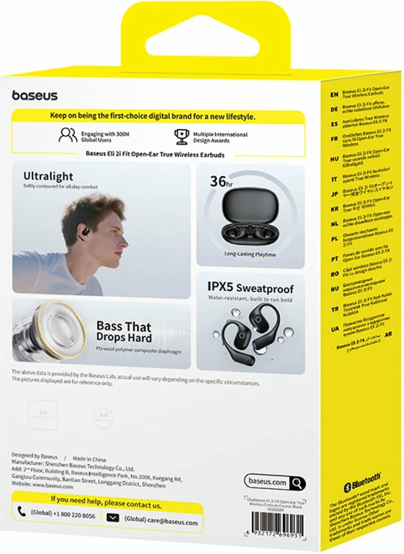 Kufje wireless Baseus Eli 2i Fit OWS Bluetooth 6.0 IPX5 40 orë, të zeza