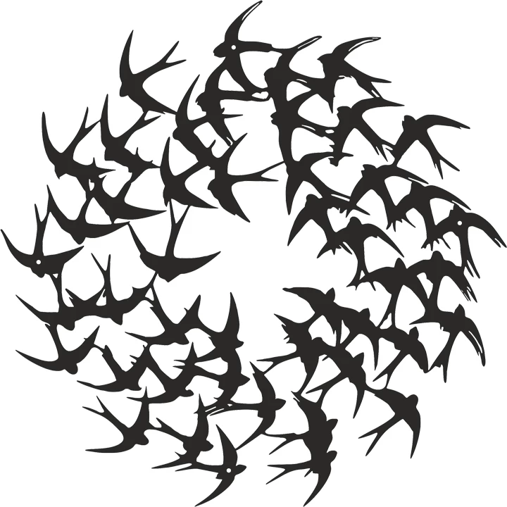 Dekor muri Swarm, metal i zi, 50x1.5cm