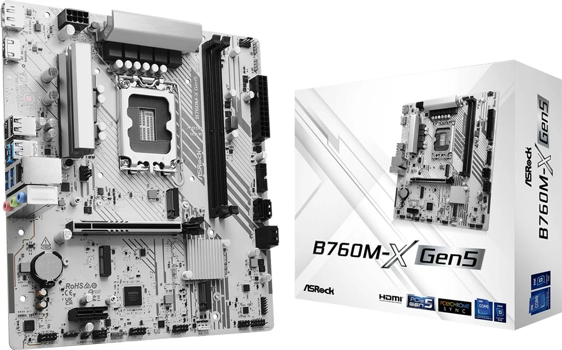 Pllakë amë, ASRock, B760M-X Gen5, LGA1700, DDR5, PCIe 5.0 x16, mATX, 2x M.2, 2.5Gb LAN, DP/HDMI