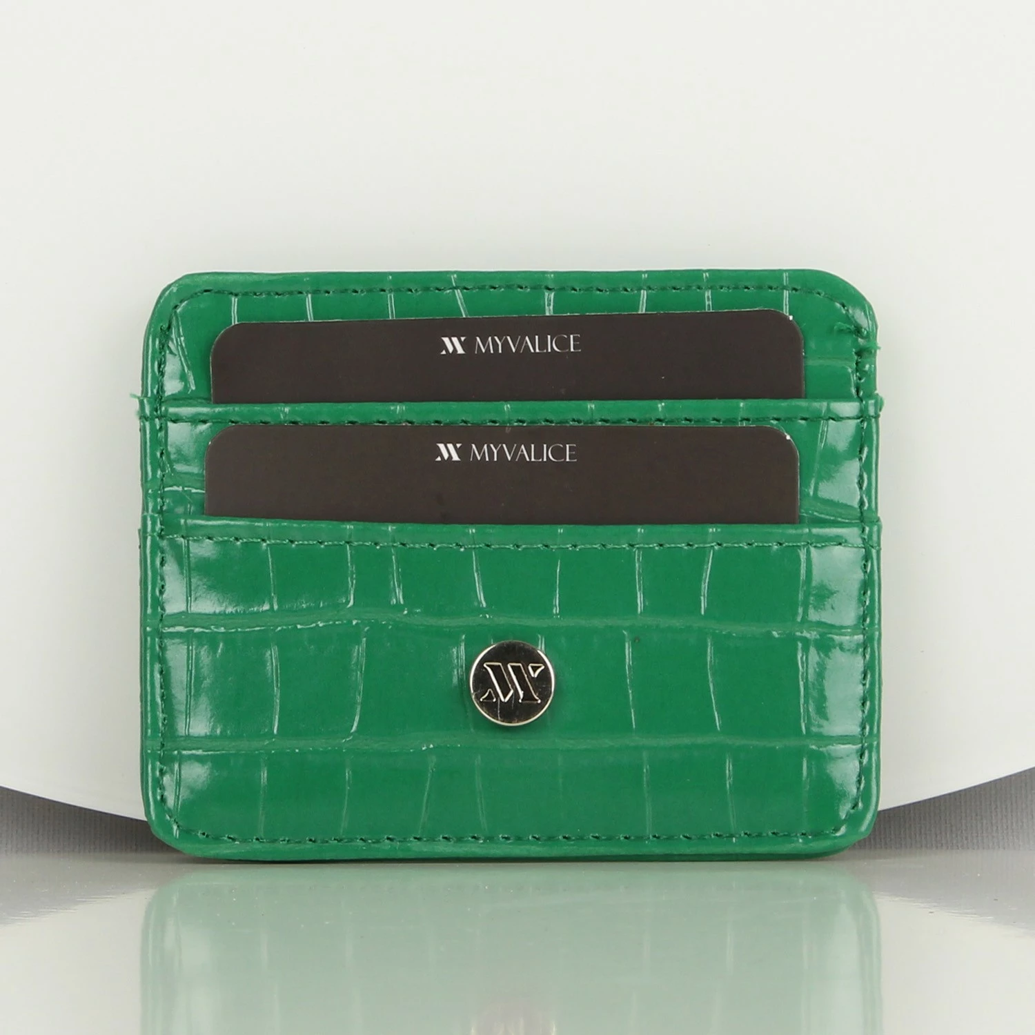 Portofol prej lëkure, mbajtëse kartelash, ngjyrë e gjelbër, 10.5x8.5cm, Zoozie Bags 2507