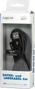 Kabllo USB LogiLink USB 2.0 USB-A në Micro-USB, 2 m, e thurur najloni, e zezë