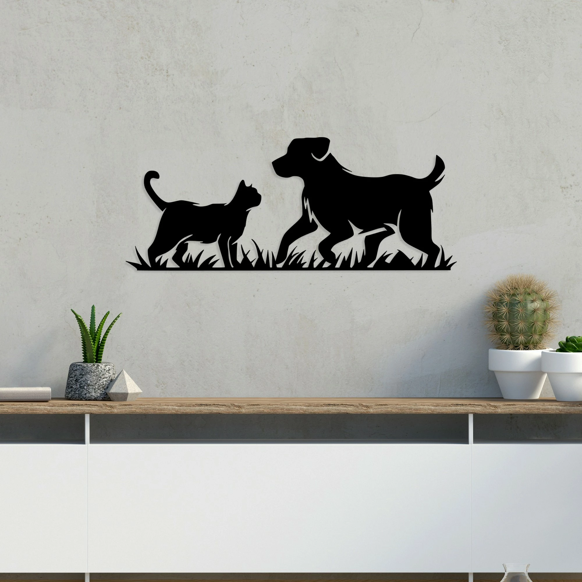 Aksesor dekorativ muri prej metali, Wallity, Best Friends, ngjyrë e zezë, 27x70cm