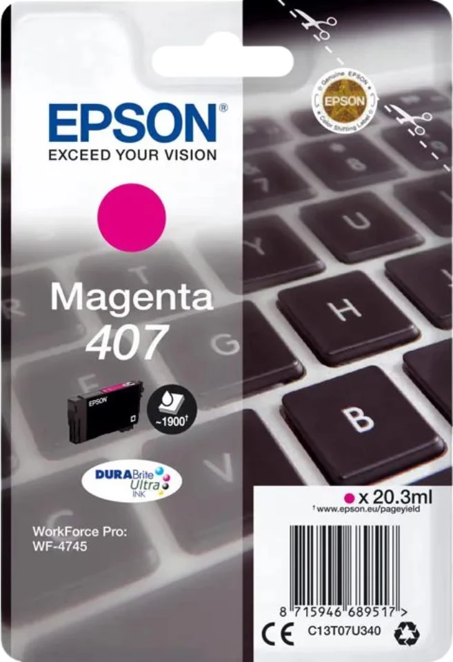 Kartrixh boje, Epson, 407 (C13T07U340), standard 20.3 ml, Magenta