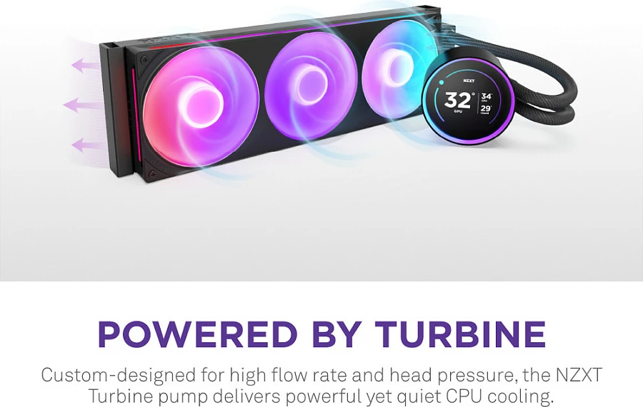 Ftohës uji AIO për CPU NZXT Kraken Elite V2 420 RGB RL-KR42E-B2, 3x140mm, ekran IPS, i zi