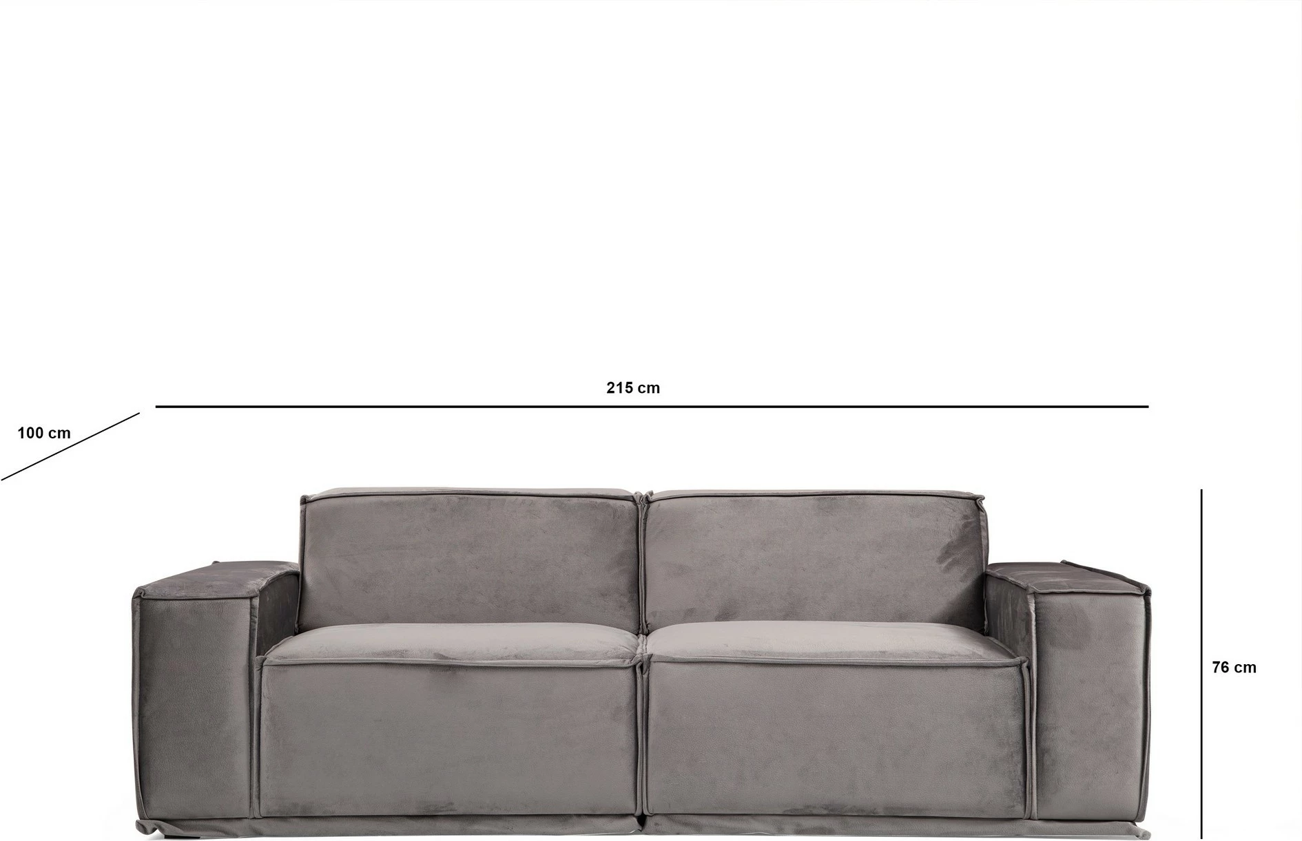 Divan dy ulëshe Atelier del Sofa, Lego 2 Seater, ngjyrë gri