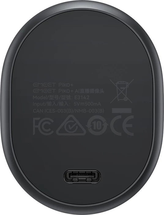 Webcam EMEET Piko E3141 4K, Sony 1/2.8, autofocus, 3 mikrofona, USB-C, e zezë, set me mount/kabllo/adapter