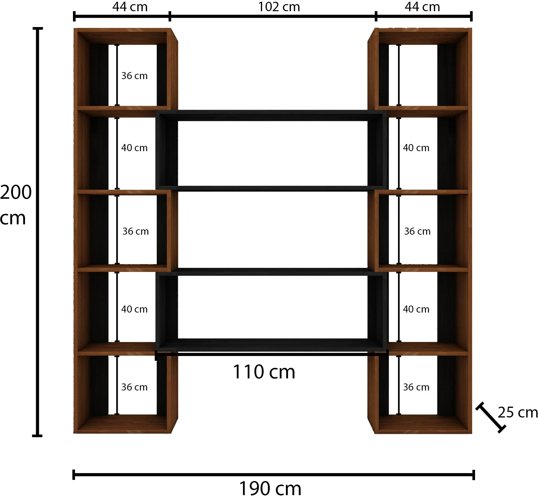 Raft librash Skye Decor, ngjyrë teak, CPT6012-200