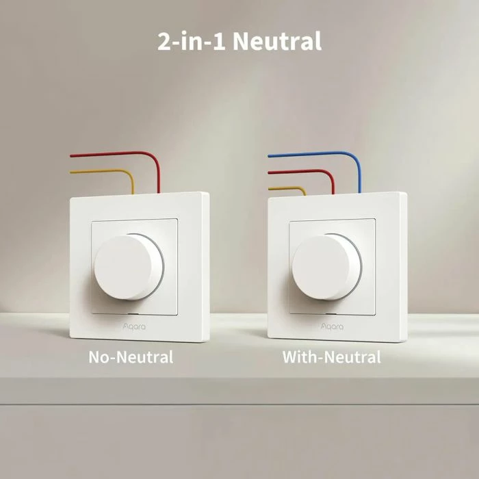 Ndërprerës dimer smart Aqara Dimmer Switch H2 KD-R01D-W, Matter/Thread+Zigbee, monitorim energjie, i bardhë, 1 copë