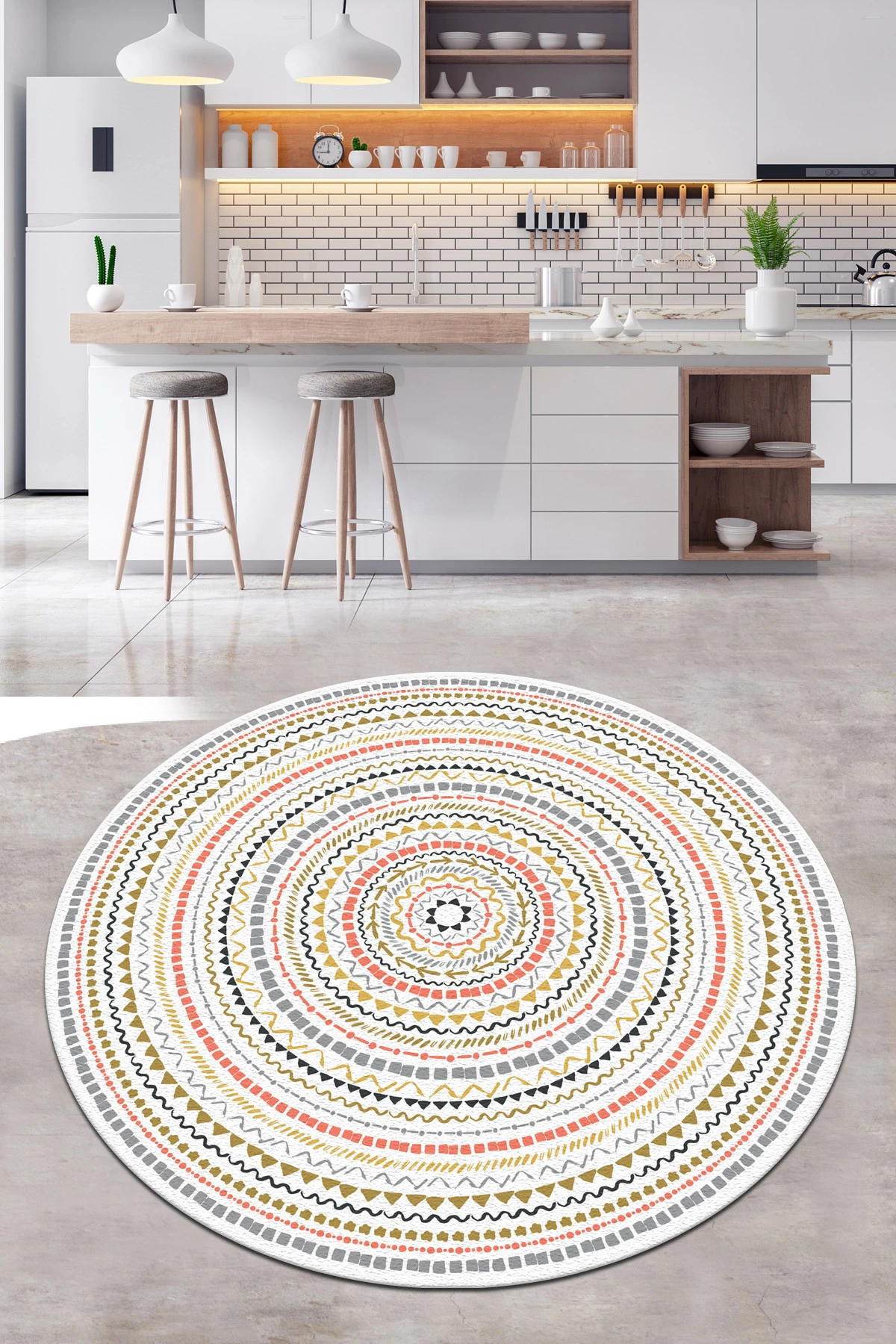 Qilim rrumbullak, shumëngjyrësh, Conceptum Hypnose, Broderie, 120cm